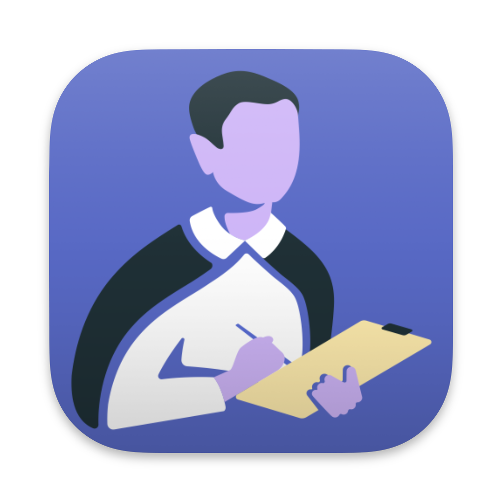 App icon of cartoon character with clipboard
